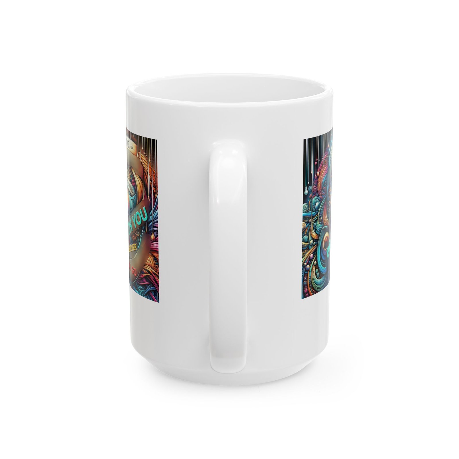 Cosmic Dreamscape Ceramic Mug | Psychedelic Colorful Coffee Cup - Image 6